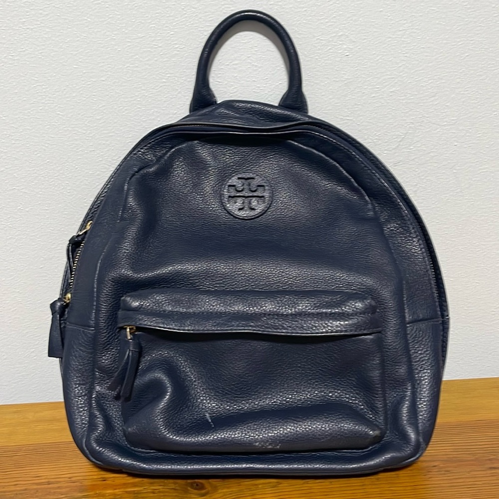 Used Tory Burch Navy Blue leather back pack